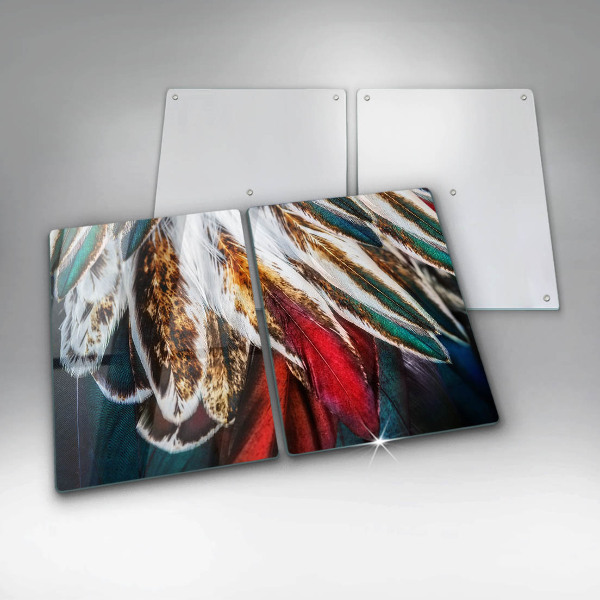 Protector pared cocina Plumas de pájaro boho