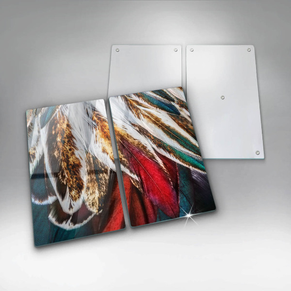 Protector pared cocina Plumas de pájaro boho