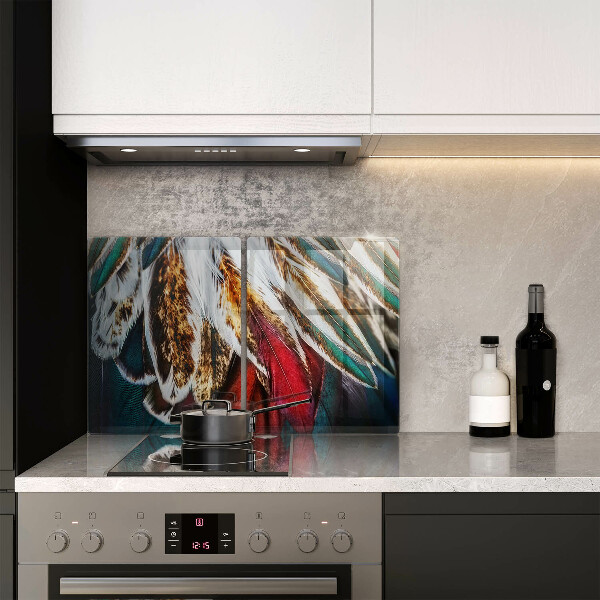 Protector pared cocina Plumas de pájaro boho