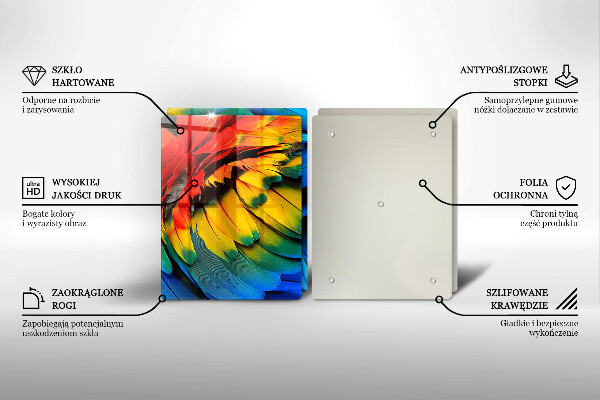 Protector pared cocina Plumas de loro de colores