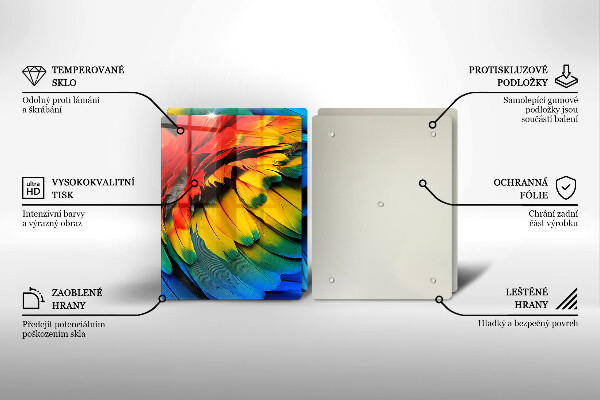 Protector pared cocina Plumas de loro de colores