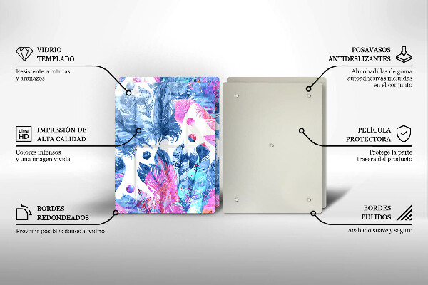 Protector pared cocina Ilustración boho de plumas