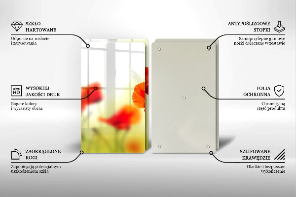 Protector pared cocina Flores de amapolas rojas