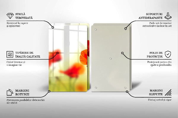 Protector pared cocina Flores de amapolas rojas