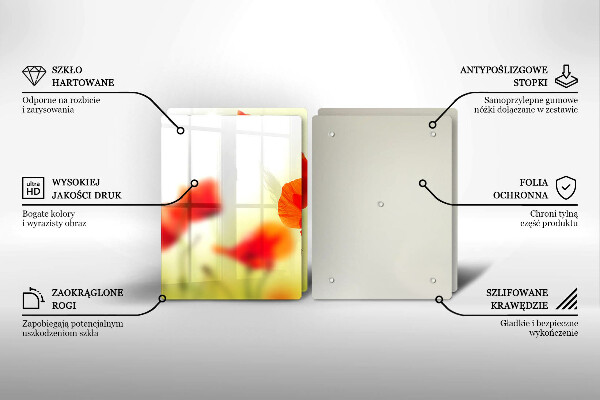 Protector pared cocina Flores de amapolas rojas