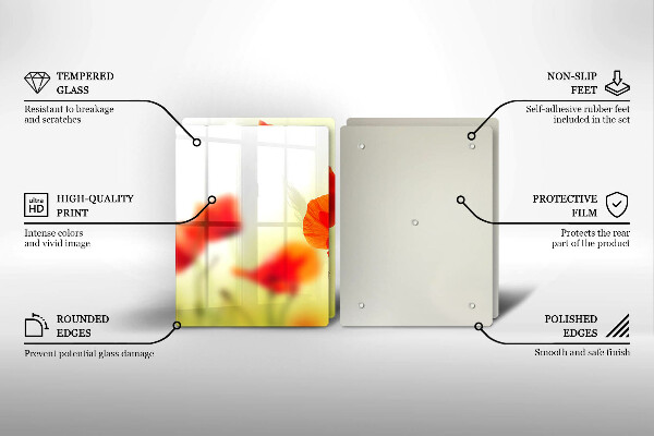 Protector pared cocina Flores de amapolas rojas