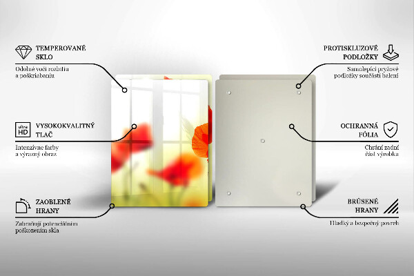 Protector pared cocina Flores de amapolas rojas