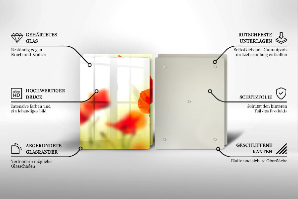 Protector pared cocina Flores de amapolas rojas