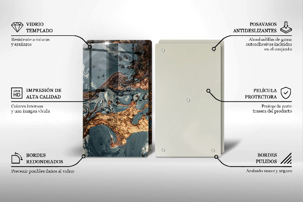 Protector pared cocina Estructura de roca dorada