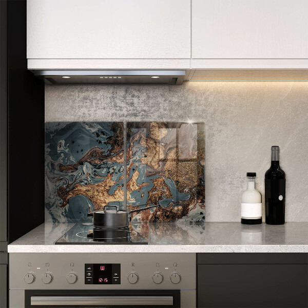 Protector pared cocina Estructura de roca dorada