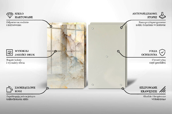 Protector pared cocina Textura de mármol con oro.