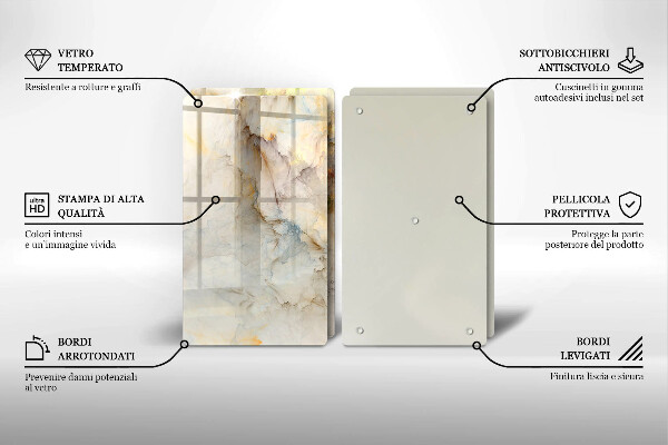 Protector pared cocina Textura de mármol con oro.