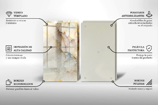 Protector pared cocina Textura de mármol con oro.