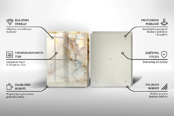 Protector pared cocina Textura de mármol con oro.