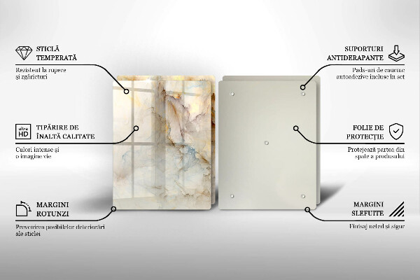 Protector pared cocina Textura de mármol con oro.