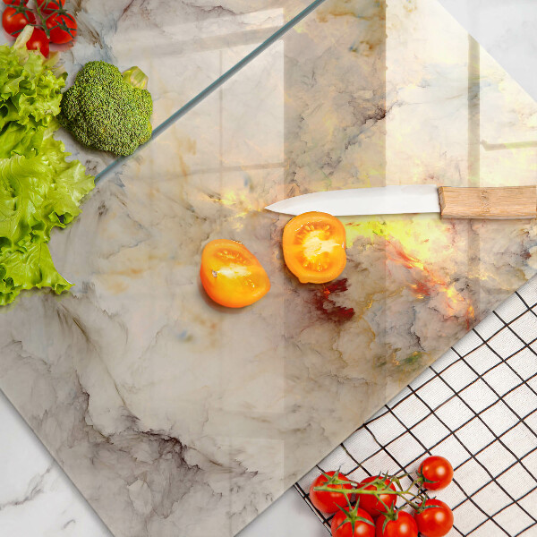 Protector pared cocina Textura de mármol con oro.