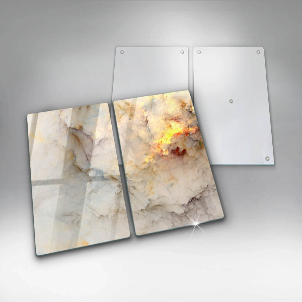 Protector pared cocina Textura de mármol con oro.