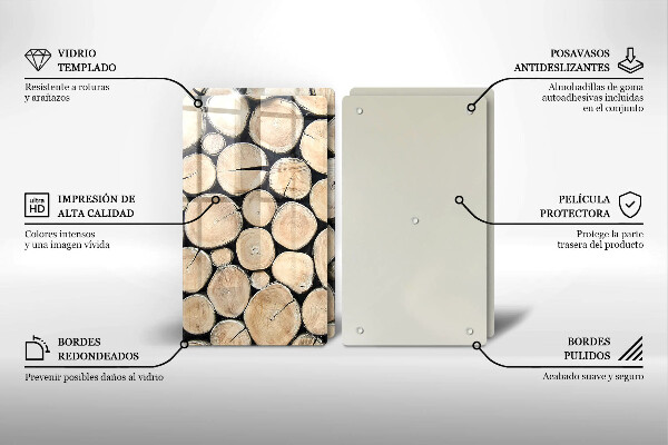 Protector pared cocina Troncos de madera