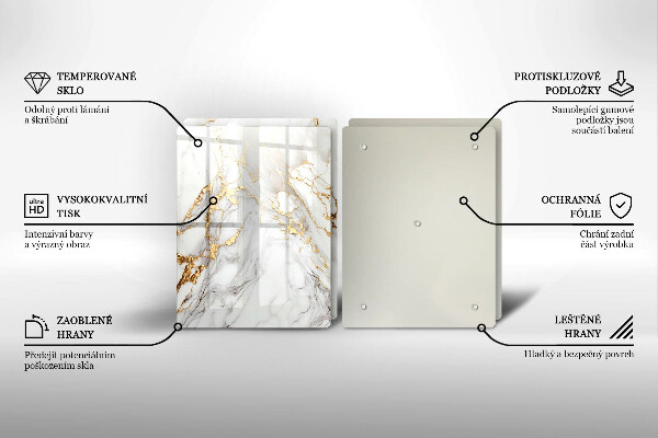 Protector pared cocina Mármol claro con oro.