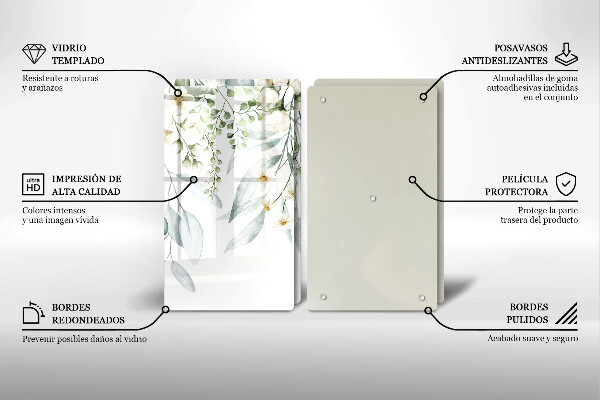 Protector pared cocina Plantas de acuarela