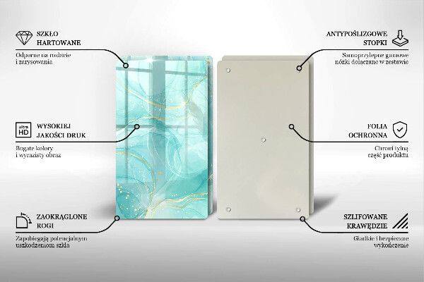 Protector pared cocina Abstracción azul y dorada