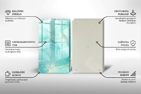 Protector pared cocina Abstracción azul y dorada