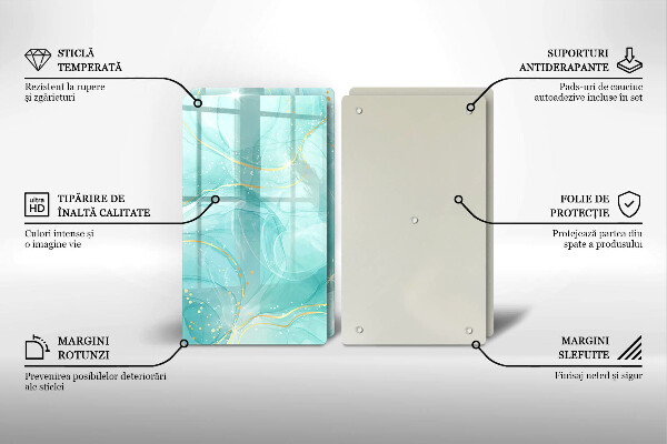 Protector pared cocina Abstracción azul y dorada