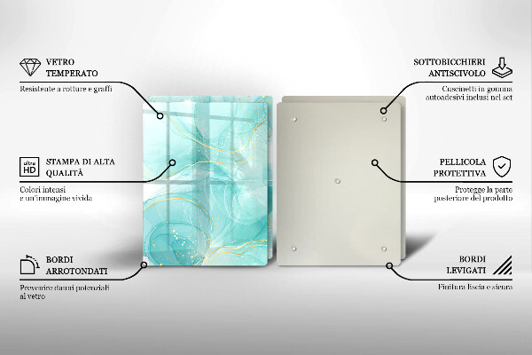 Protector pared cocina Abstracción azul y dorada