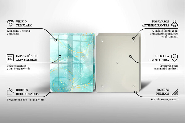 Protector pared cocina Abstracción azul y dorada