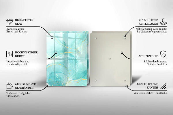 Protector pared cocina Abstracción azul y dorada