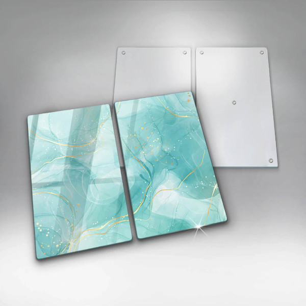 Protector pared cocina Abstracción azul y dorada