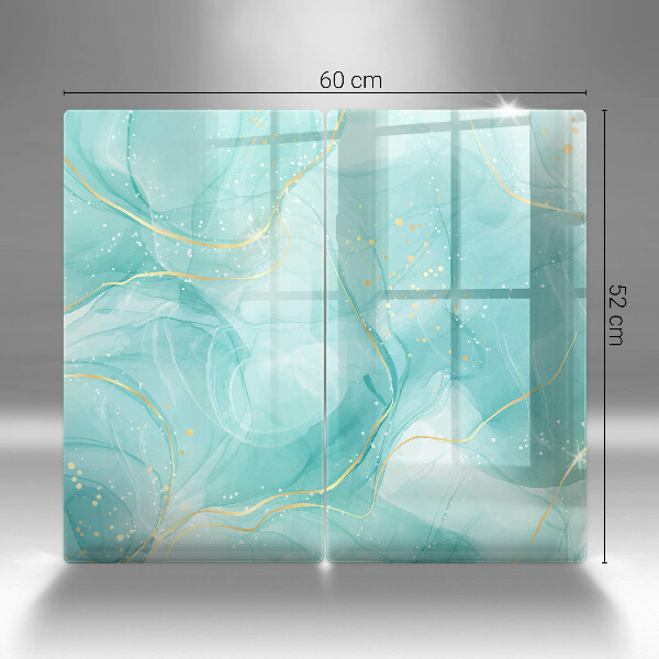 Protector pared cocina Abstracción azul y dorada