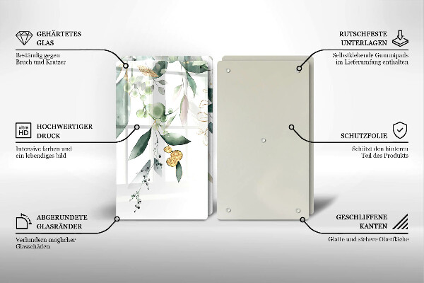 Protector pared cocina Hojas de acuarela