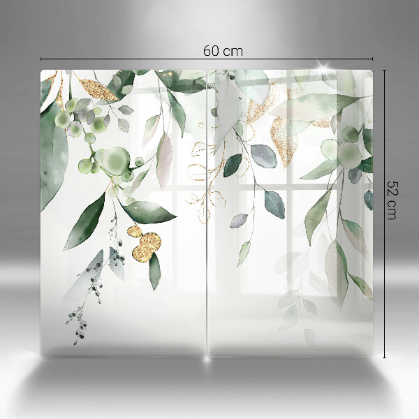 Protector pared cocina Hojas de acuarela