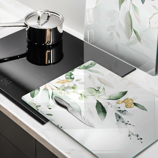 Protector pared cocina Hojas de acuarela
