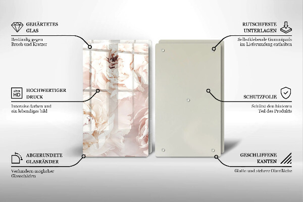 Protector pared cocina Peonías pastel