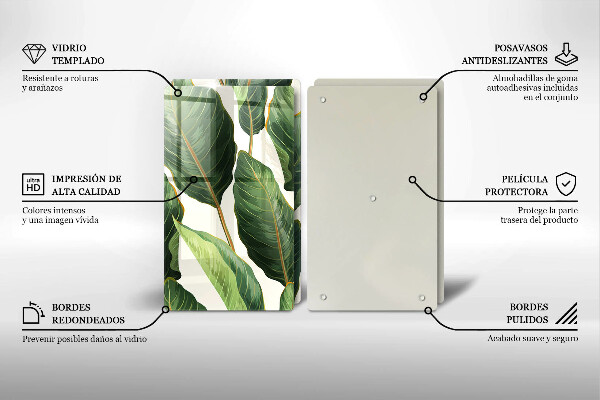 Protector pared cocina Hojas de banana