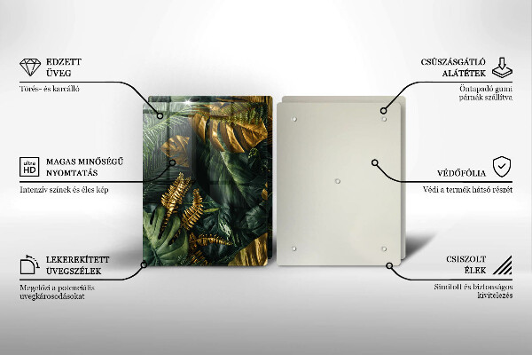 Protector pared cocina Hojas de monstera dorada