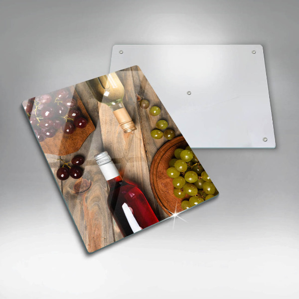 Cubre encimera Botellas de vino y uvas.