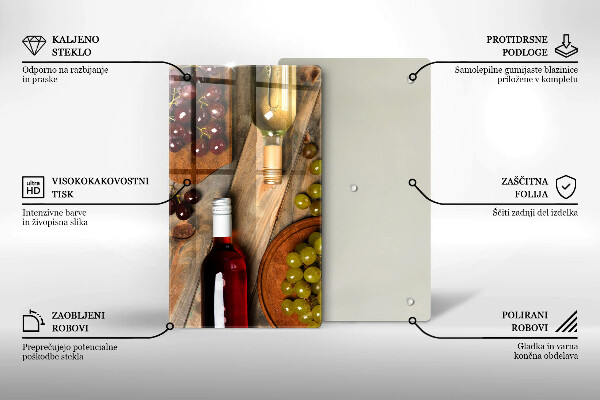 Cubre encimera Botellas de vino y uvas.