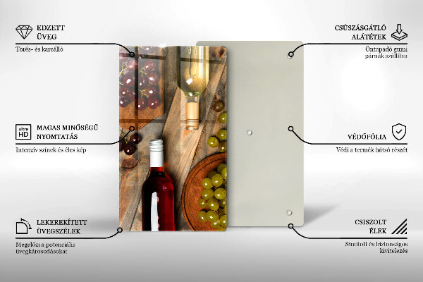 Cubre encimera Botellas de vino y uvas.