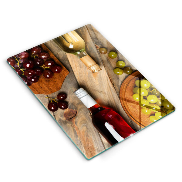 Cubre encimera Botellas de vino y uvas.