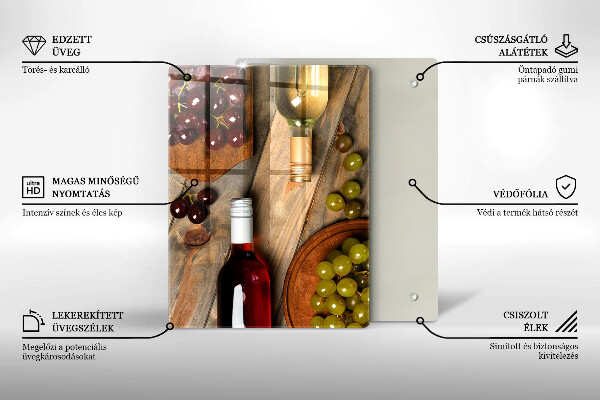 Cubre encimera Botellas de vino y uvas.