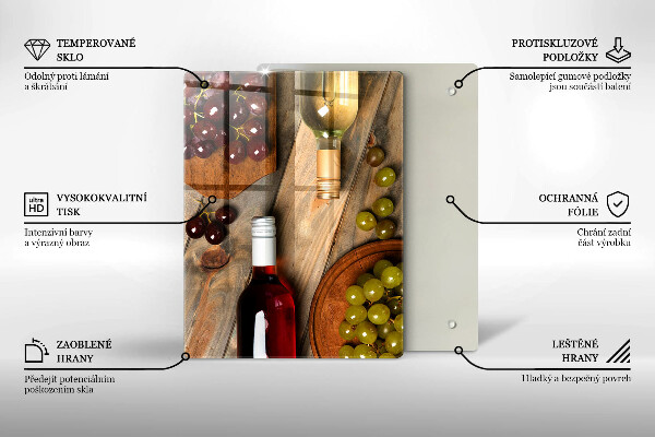 Cubre encimera Botellas de vino y uvas.