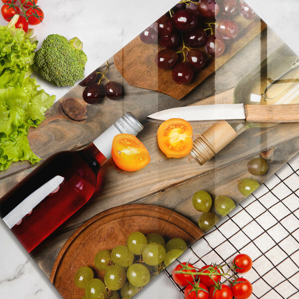 Cubre encimera Botellas de vino y uvas.