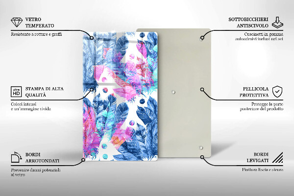 Cubre encimera Ilustración boho de plumas