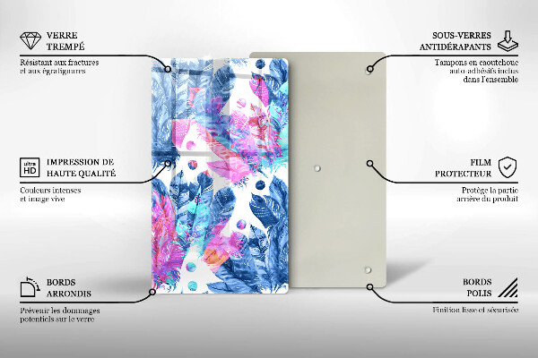 Cubre encimera Ilustración boho de plumas