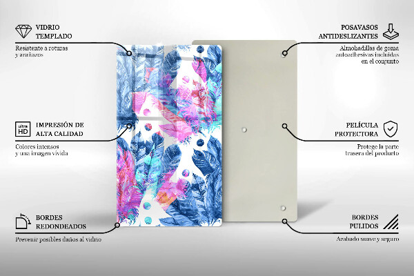 Cubre encimera Ilustración boho de plumas