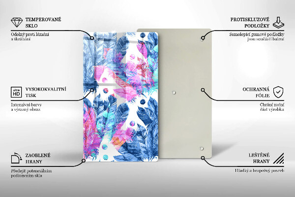 Cubre encimera Ilustración boho de plumas