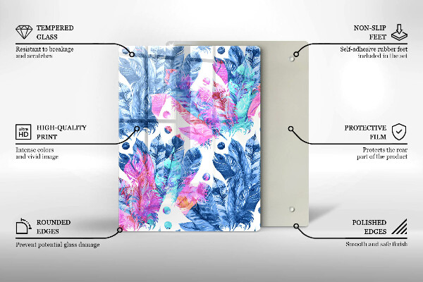 Cubre encimera Ilustración boho de plumas